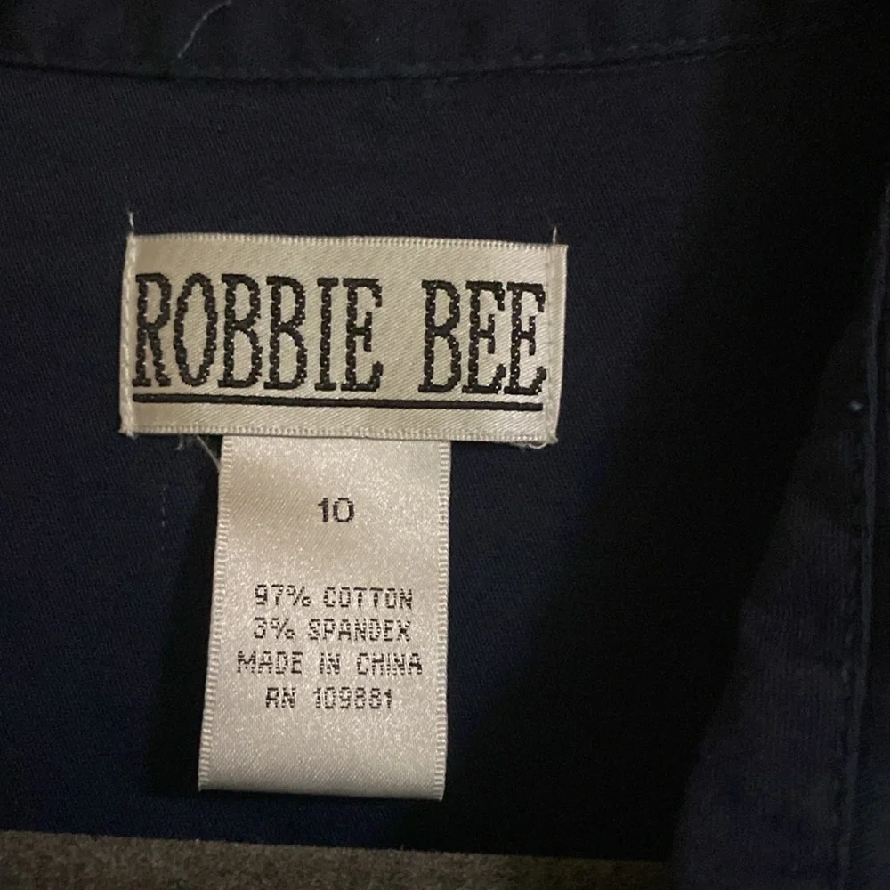 Robbie Bee navy dress with belt loops and belt 97% cotton 3% spandex size 10 - Picture 3 of 7